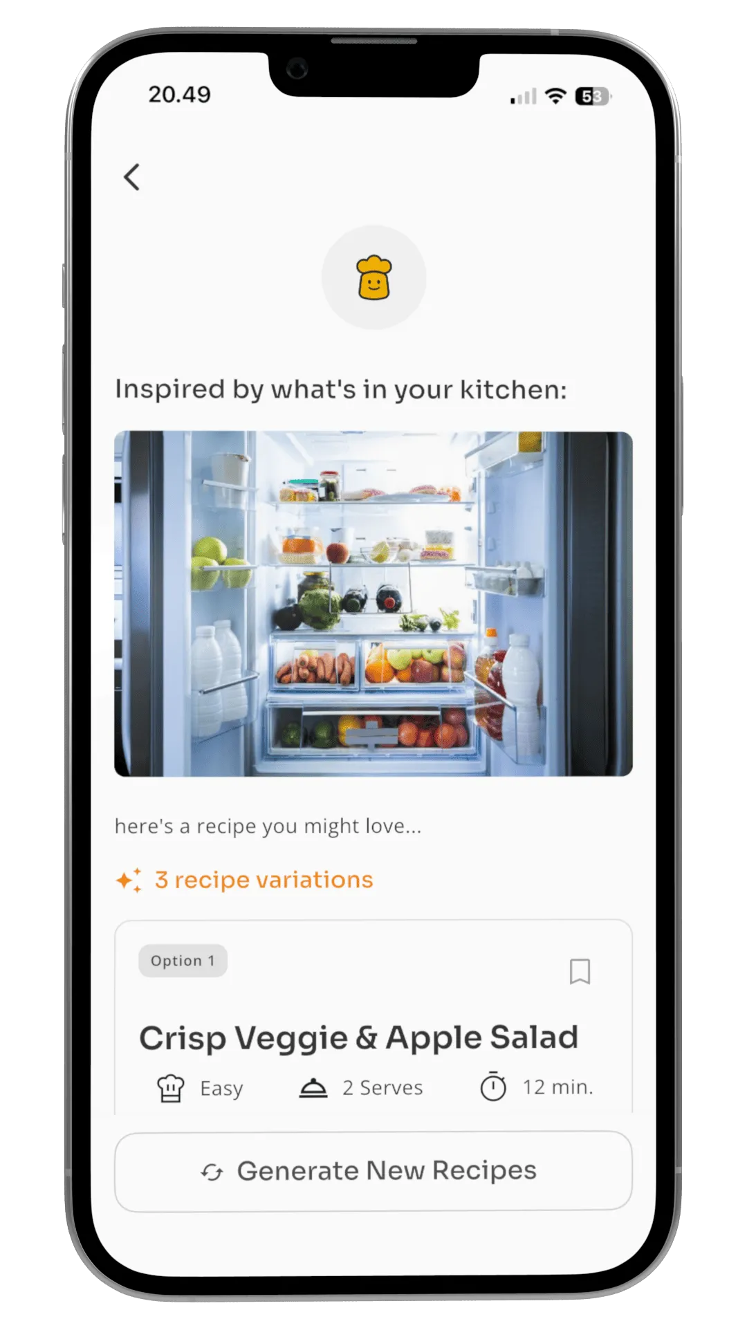 Camera interface with ingredient detection